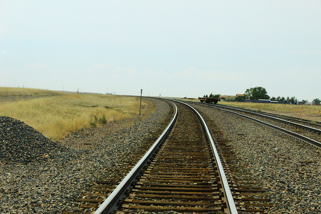 Eisenbahnschienen verbogen