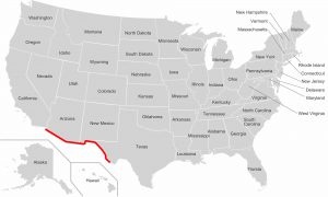 Karte Mauer zu Mexiko