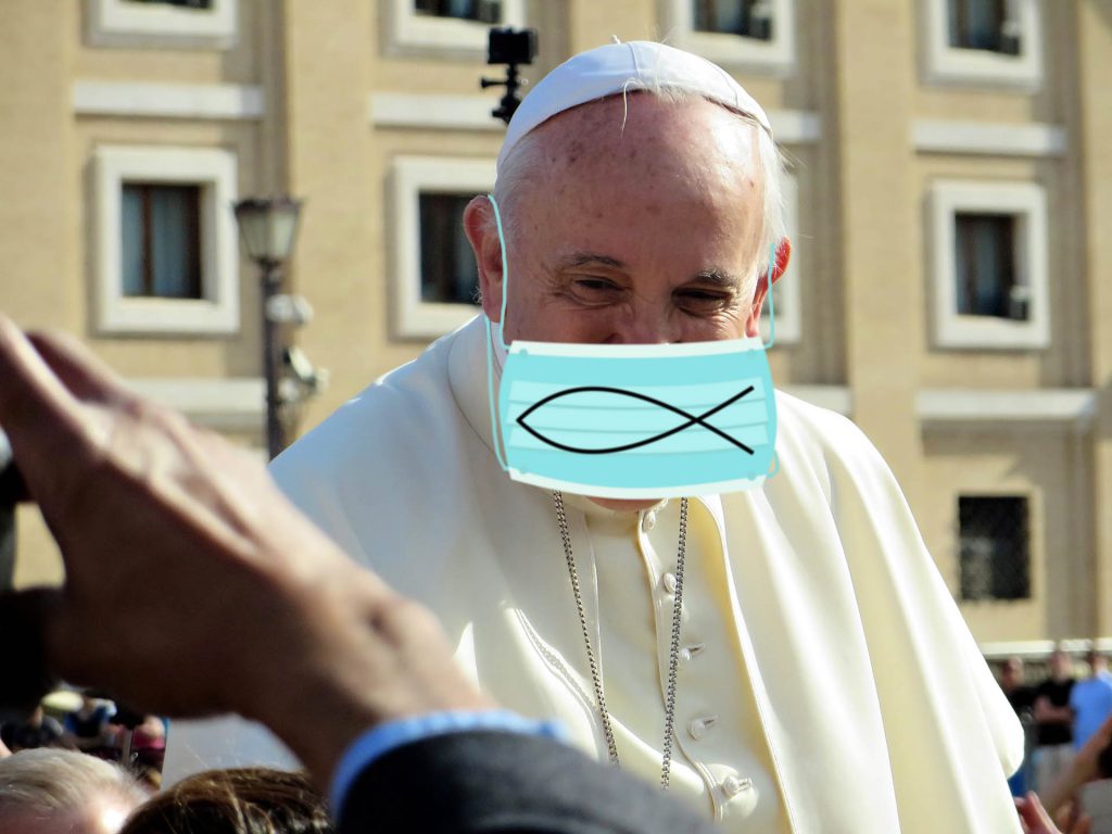Papst Franziskus mit Maske