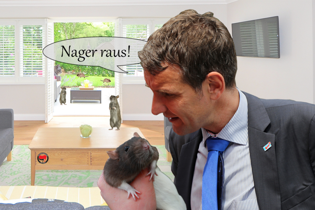 Höcke mit Ratte